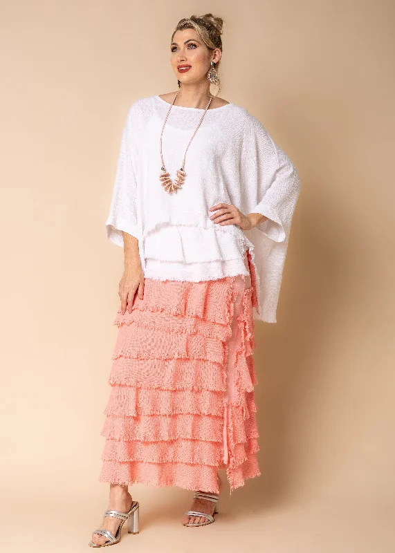 Julie Linen Skirt in Coral Crush