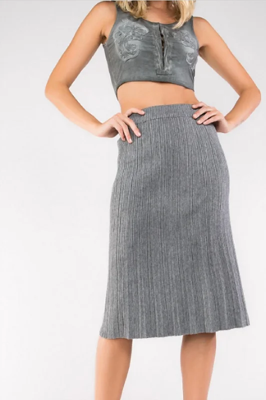 Sweater Midi Skirt In Grey