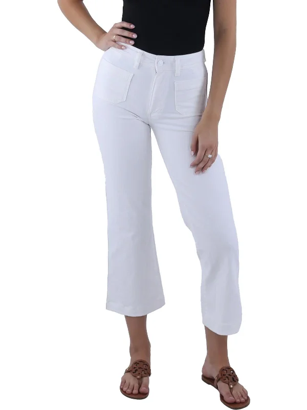 Womens High Rise Crop Wide Leg Jeans