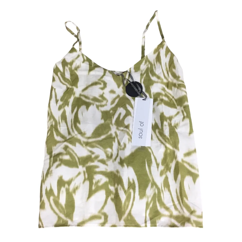 Top Sleeveless By Cmb In Green & White, Size: M