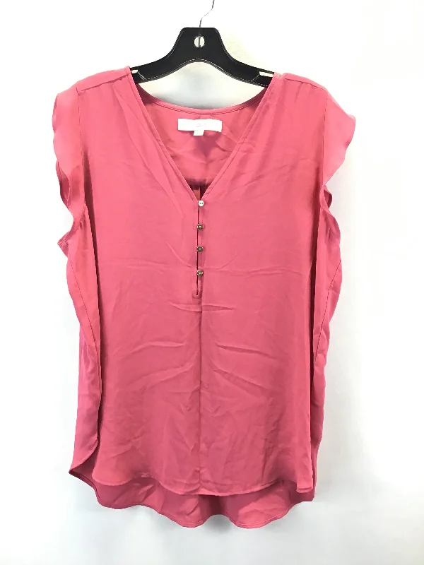 Top Sleeveless By Loft In Pink, Size: L