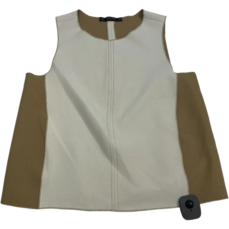 Top Sleeveless By Zara Basic In Brown, Size: S