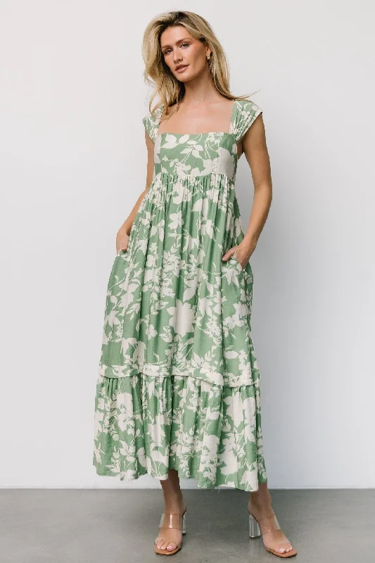 Aita Maxi Dress | Green + Ivory Floral