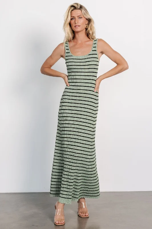 Jesse Ribbed Tank Maxi Dress | Olive + Black