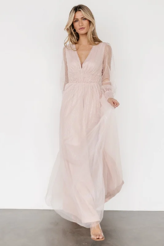 Layla Tulle Maxi Dress | Shimmer Pink