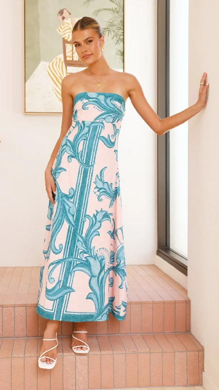 Madra Maxi Dress - Aqua / Pink Zayna