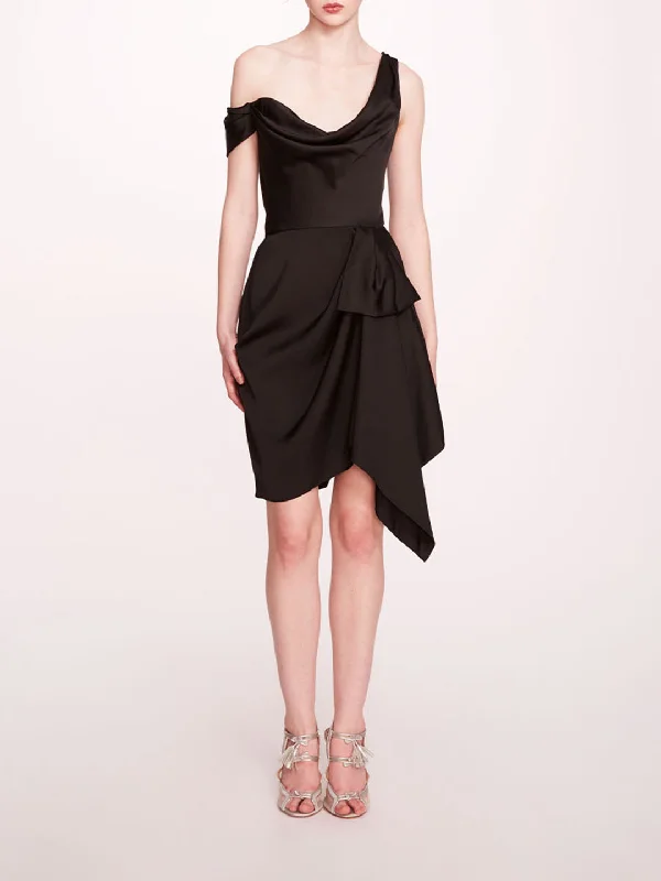 Asymmetrical Satin Mini Dress