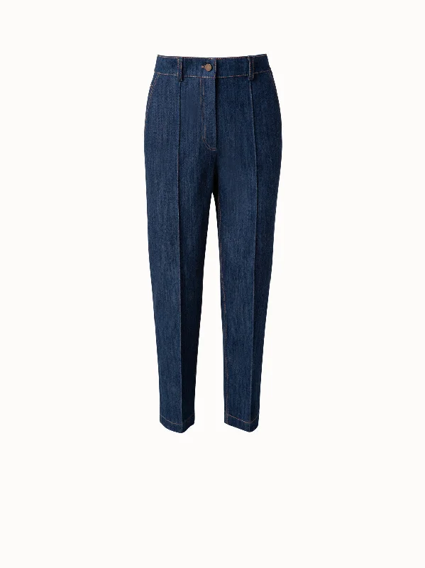 Cotton Stretch Denim Tapered Pants