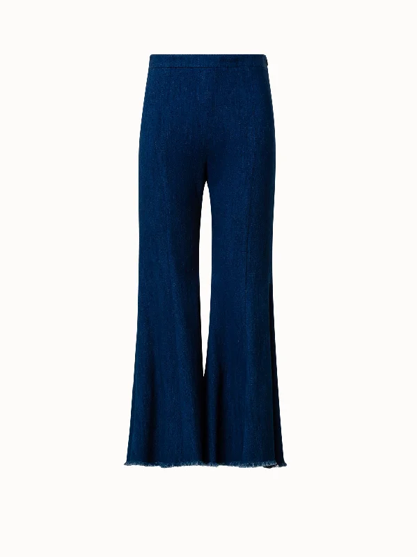 Cropped High Rise Bootcut Pants in Washed Denim