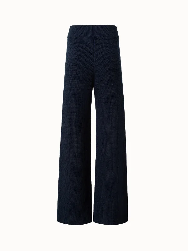 Wide Leg Knit Pants in Wool Cashmere Blend