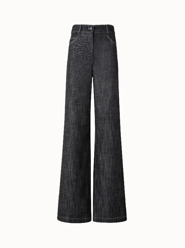 Wide Leg Pants in Winter Denim