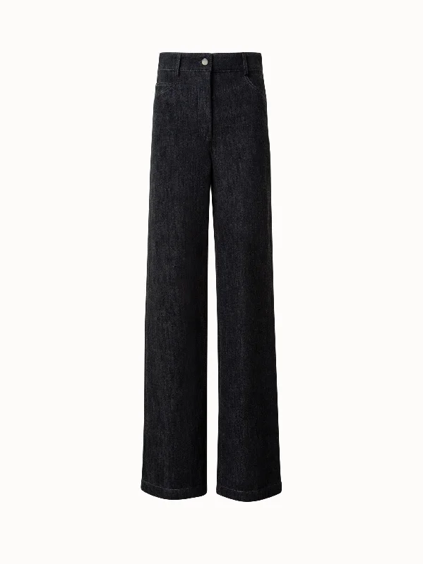 Winter Denim Wide Leg Pants