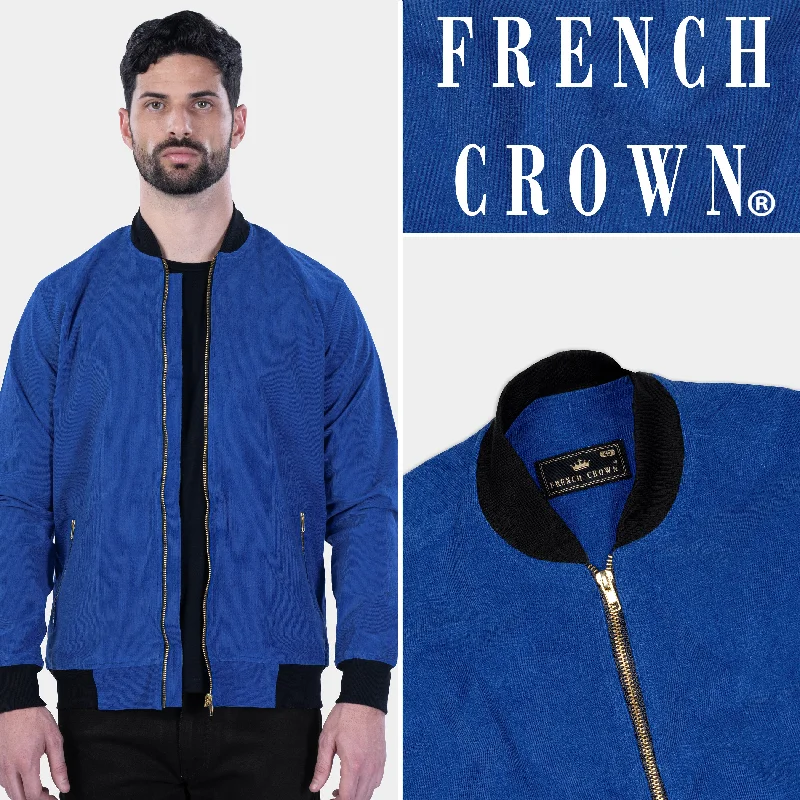 Catalina Blue Corduroy Premium Cotton Bomber Jacket