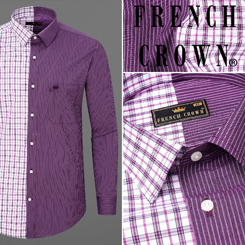 Half Checkered Half Striped Premium Cotton Designer Shirt