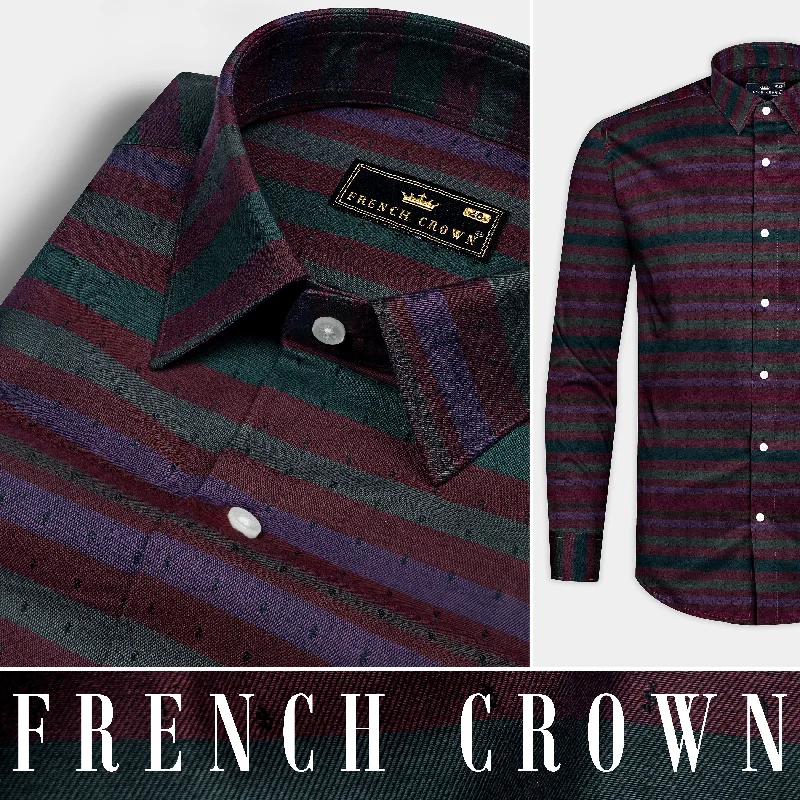 Rock Red and Byzantium Blue Jacquard Textured Premium Giza Cotton Shirt