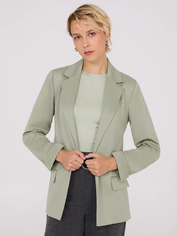 Notch Collar Open-Front Blazer