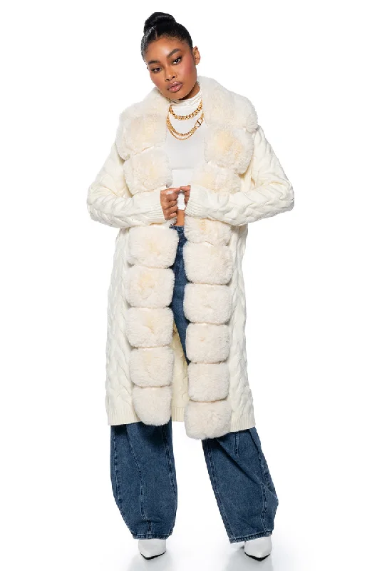 BABBS KNIT TRENCH WITH FAUX FUR LINING