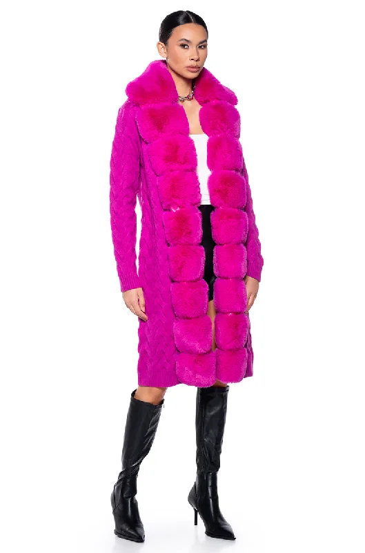 BABBS KNIT TRENCH WITH FAUX FUR LINING