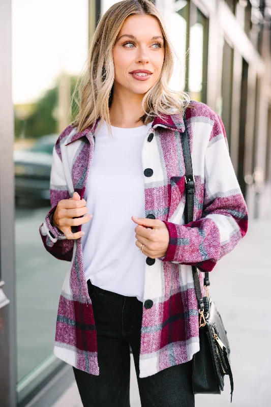 Be Your Best Self Burgundy Red Plaid Shacket