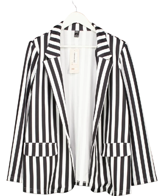 Emery Rose Women's Black And White Striped Long-sleeve Blazer UK L