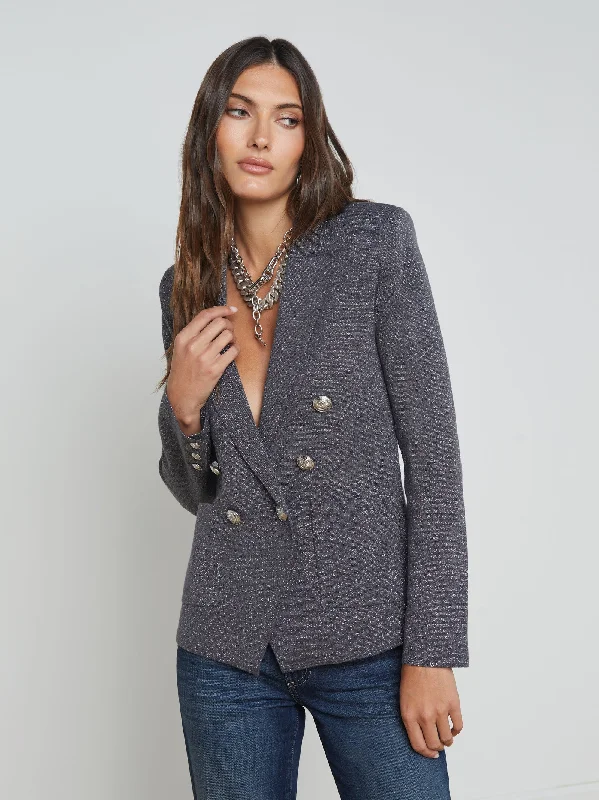 Kenzie Metallic Knit Blazer - Dark Shadow