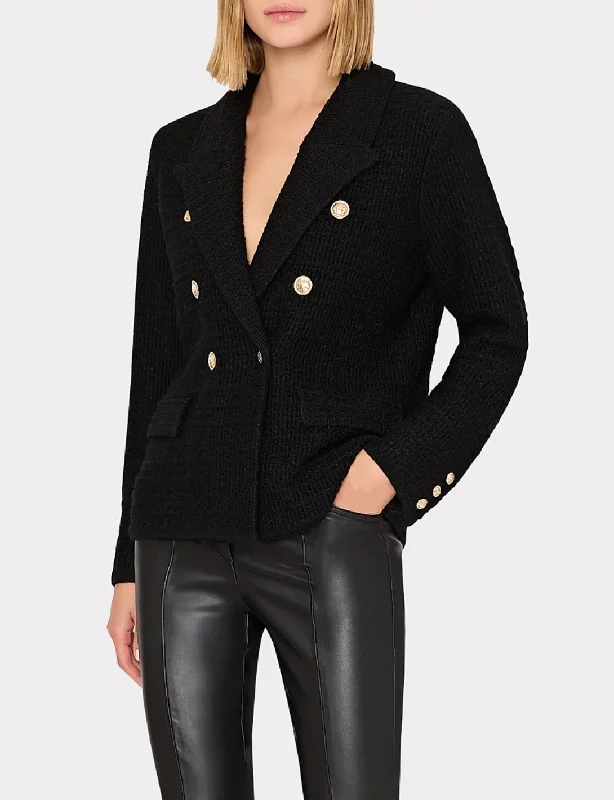 Kimmie Textured Knit Blazer - Black