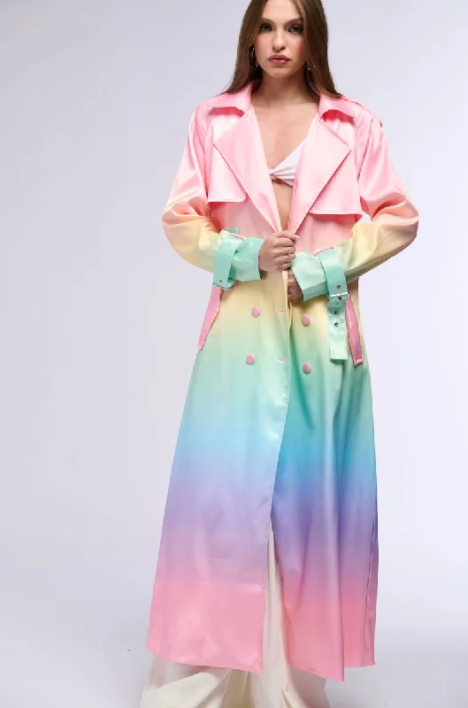 NICKI OMBRE SATIN TRENCH