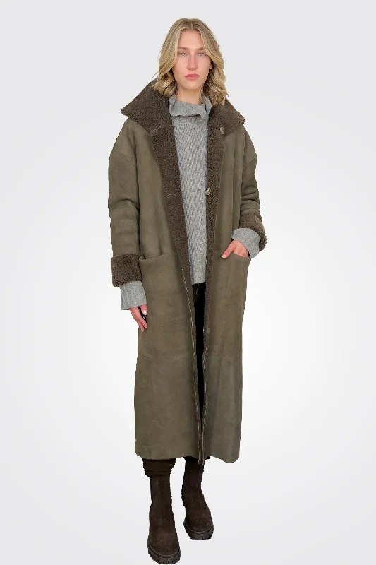 Reversible Shearling Coat - Deep Forest