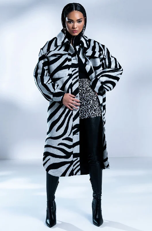 ZEBRA WOOL LIKE TRENCH SHACKET